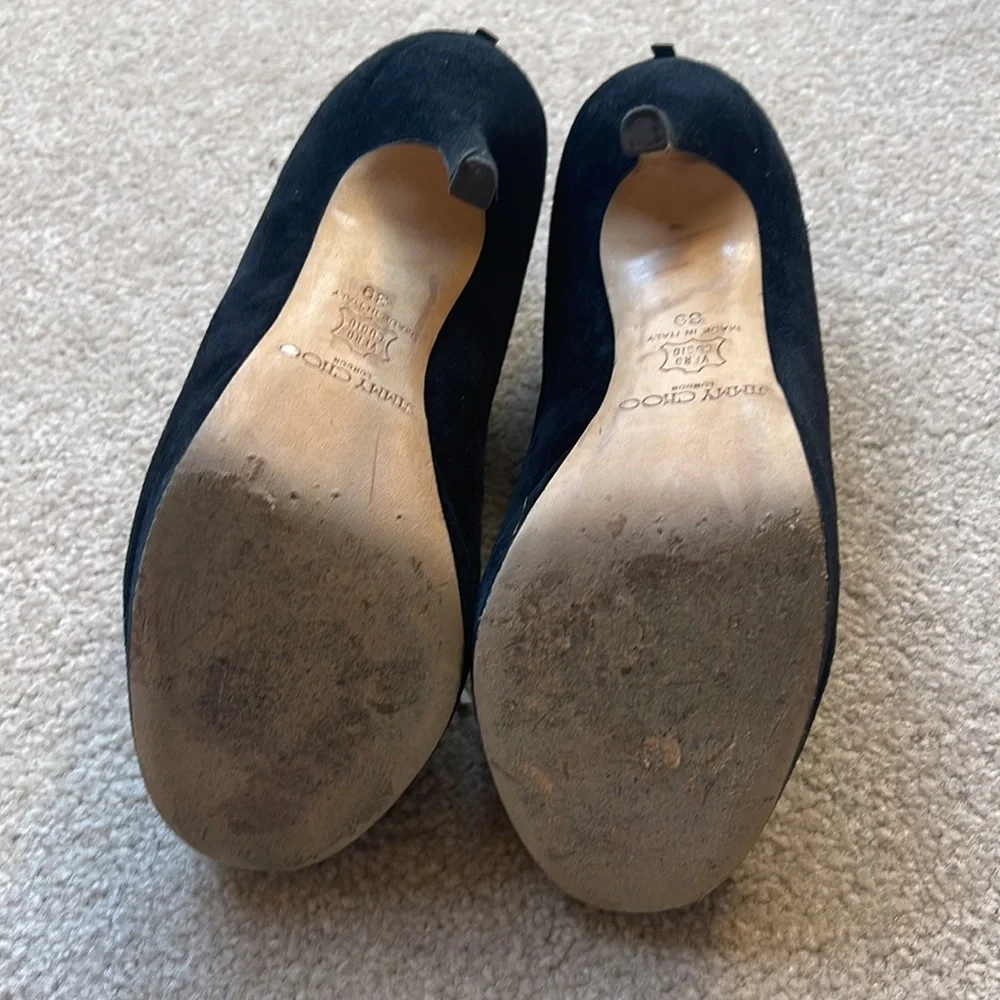 Jimmy Choo suede peep-toe platform heeled booties